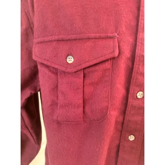 Eddie Bauer Men's Medium 16517 Heavy Flannel Chamois Burgundy Outdoor Shirt - Picture 4 of 11